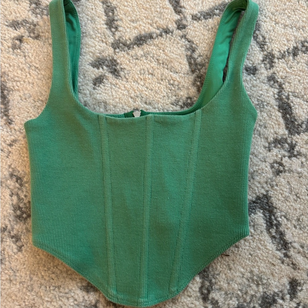 Princess Polly Green Ribbed Bodysuit